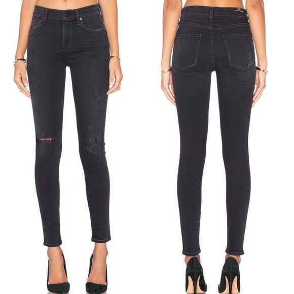 Citizens Of Humanity Denim - CITIZENS OF HUMANITY • Rocket High Rise Skinny Jeans Porter Distressed Black
